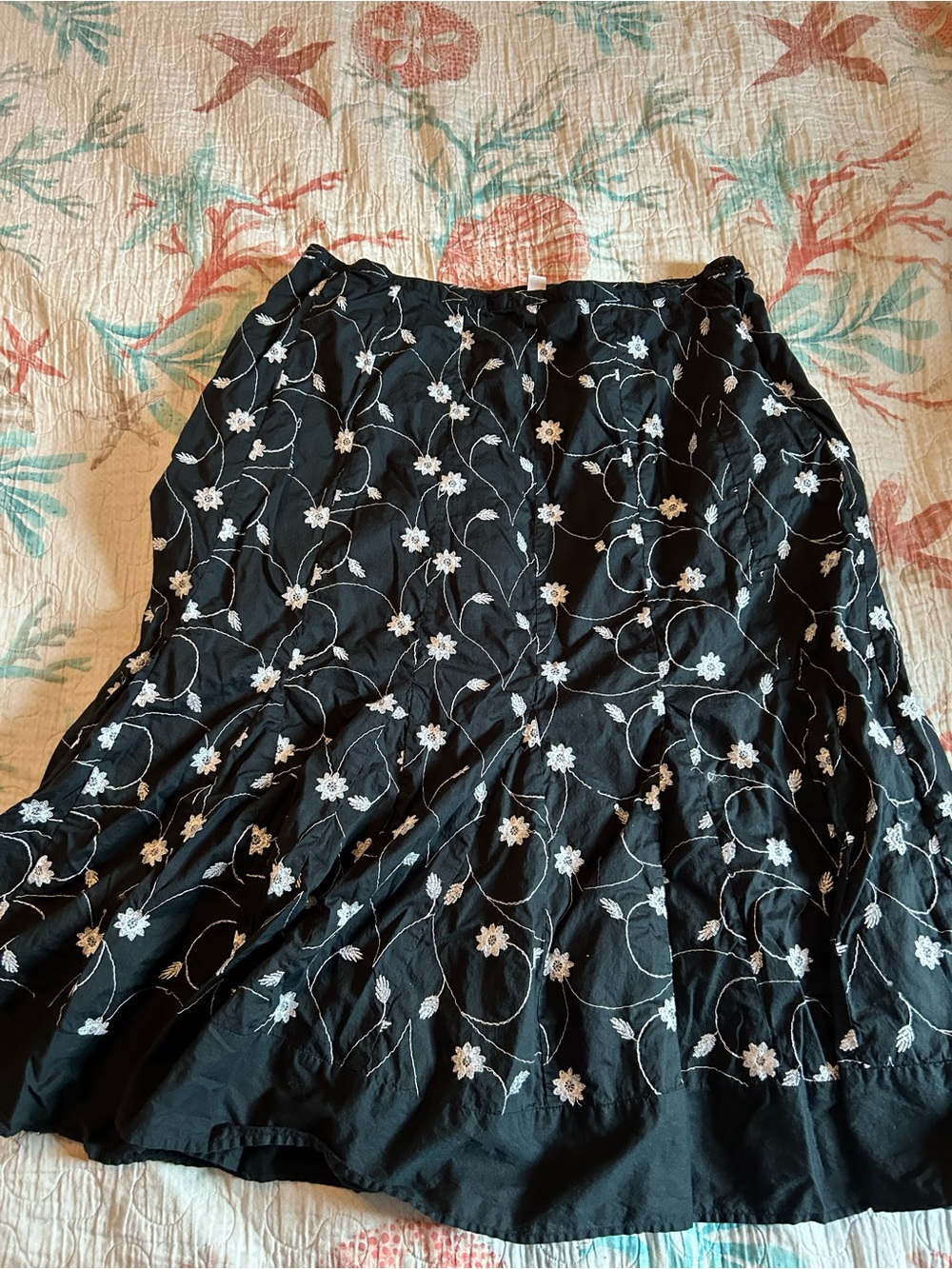 Black Floral Layered Embroidered Women's Skirt